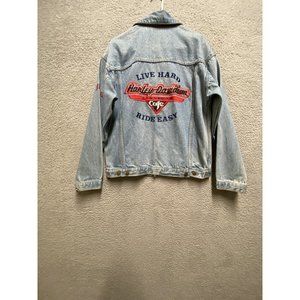 Harley-Davidson Cafe New York  Licensed "Live Hard Ride Easy"Denim Jacket Size L